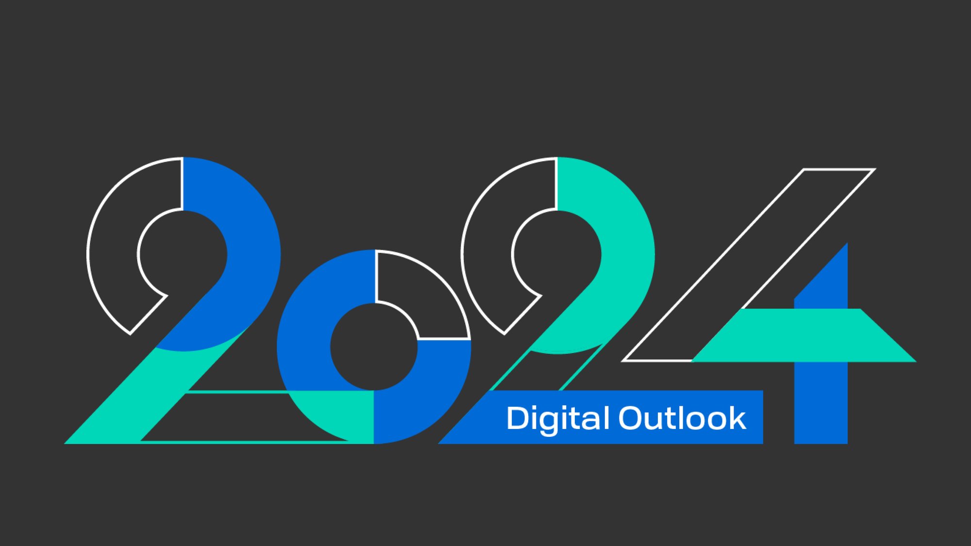 An image containing the words "2024 Digital Outlook" in blue and teal over a black background.